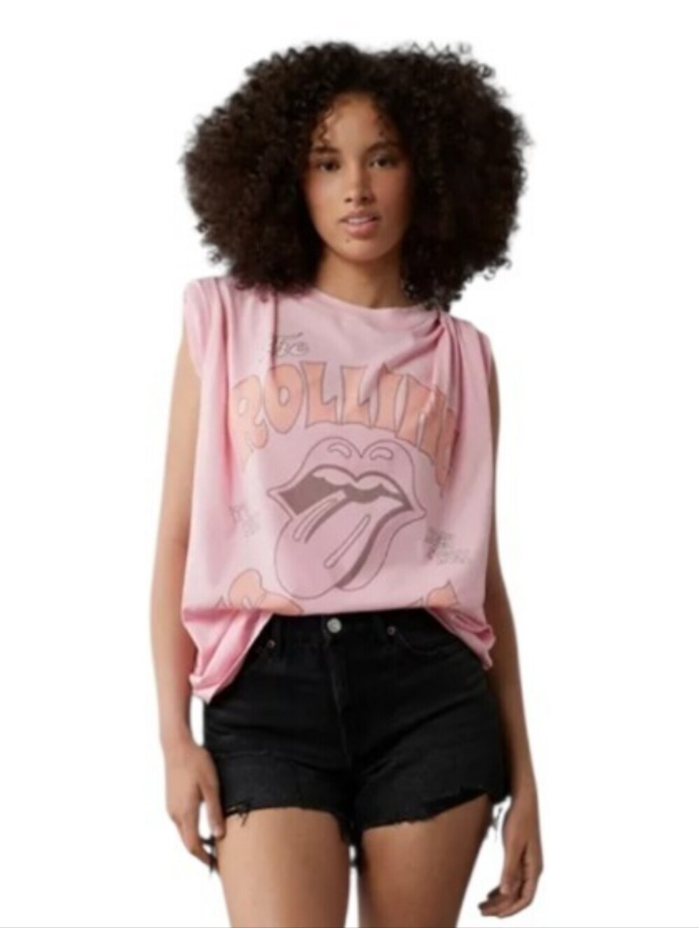 The Rolling Stones "It's Only Rock 'n' Roll"  Graphic Pink Oversized T-Shirt